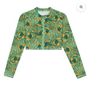 Tropical Leaf Print Crop Top